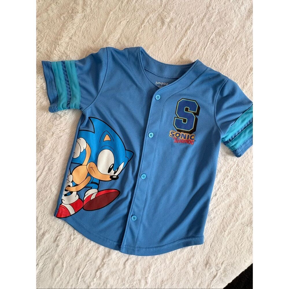 Sonic the Hedgehog Boys Baseball Jersey Shirt Blue Size 6